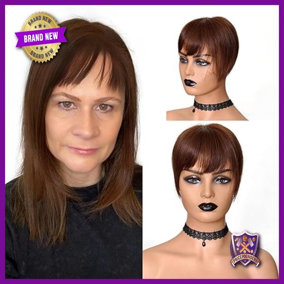 Human Hair Topper with Bangs 5x5.5 Inch Cap Silk Base Hairpiece